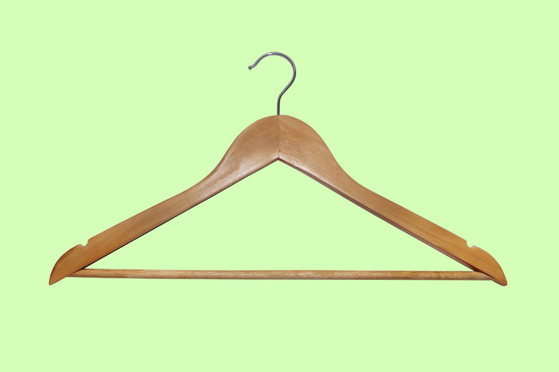combination wooden hanger with bar with notches