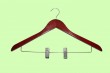 combination wooden hanger with bar and clips 