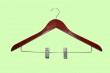 combination wooden hanger with bar and clips