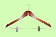 combination wooden hanger with bar and clips