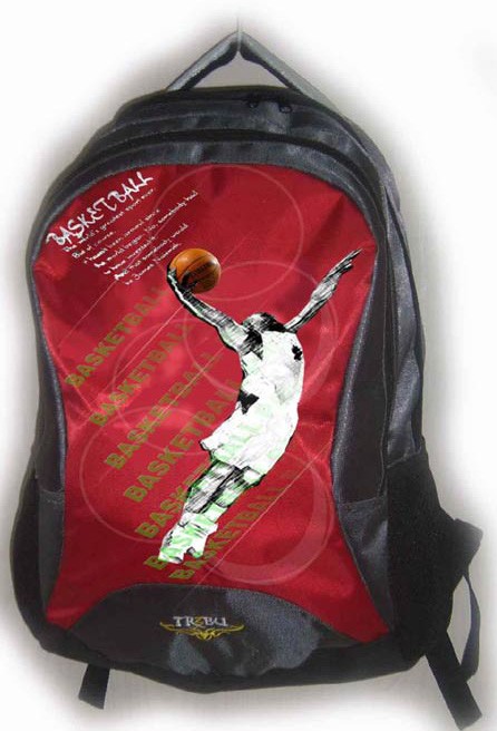 Red polyester sport backpack