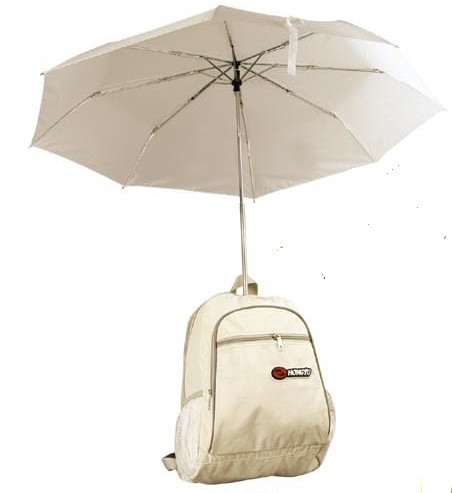 White Simple backpack  With umbrella