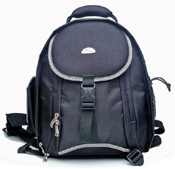 Black Polyster Camera Backpack Bag