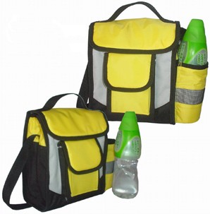 Yellow  cooler bag  With bottle pocket