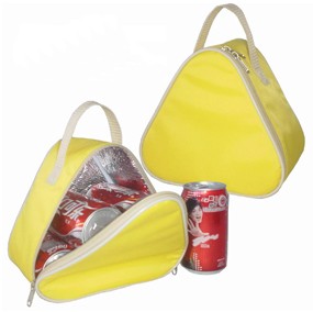 Yellow triangular shape cooler bag