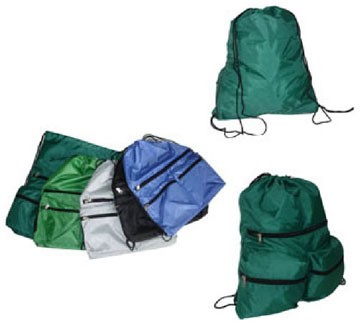 Green Polyster drawstring backpack