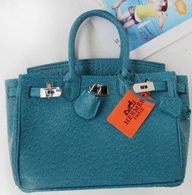 Blue leather  handbag