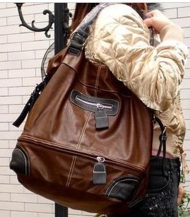 Brown leather Fashion Beauty handbag