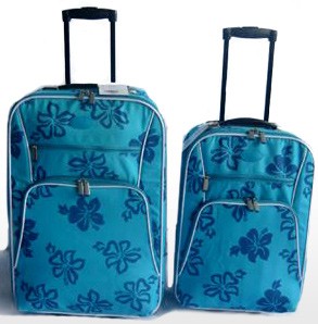 Quality Soft  Blue Polyster Leather  Trolly bag