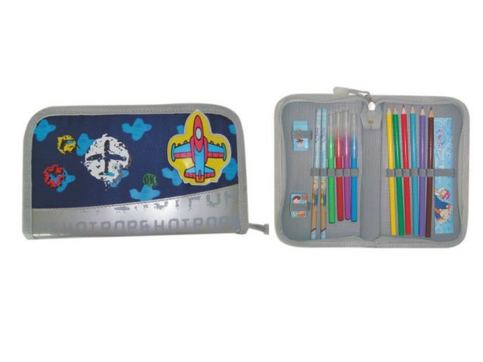 Blue kids cartoon pencil case
