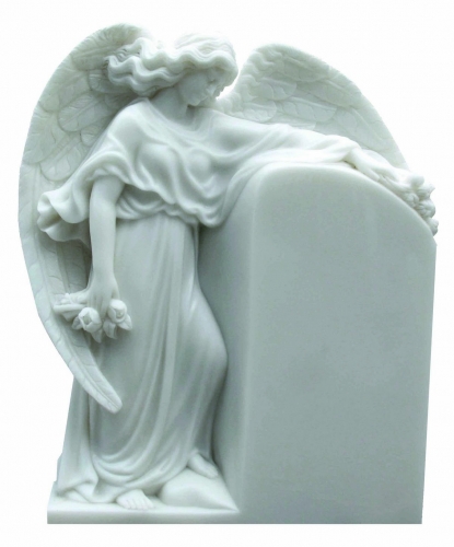 white marble angel tombstone