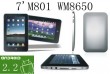 7 inch Tablet PC M801 WM8650 ARM11,Android 2.2