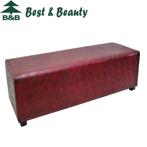 antique wooden leather stool (TD1C083)