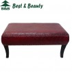 antique wooden leather stool (TD1C082)