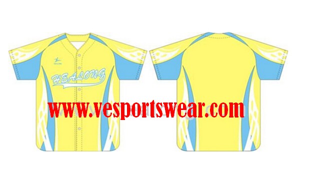 yellow and blue baseball jersey
