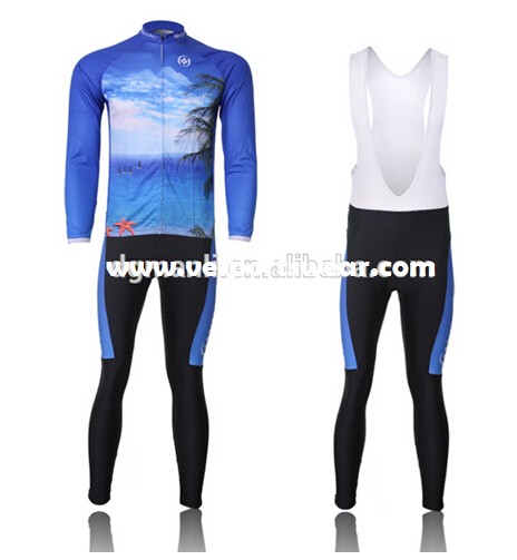 new design blue long sleeve cycling sets