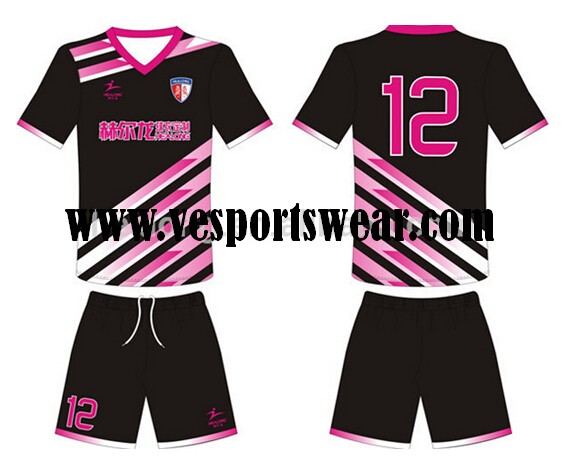 cool  black sublimation mens soccer kit