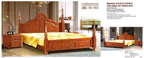 Natural Oak solid wooden bed