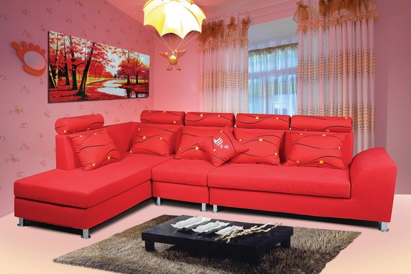 Red color classic style fabric sofa furniture