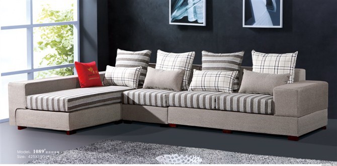 Stripe contracted Fabric conner sofa1089
