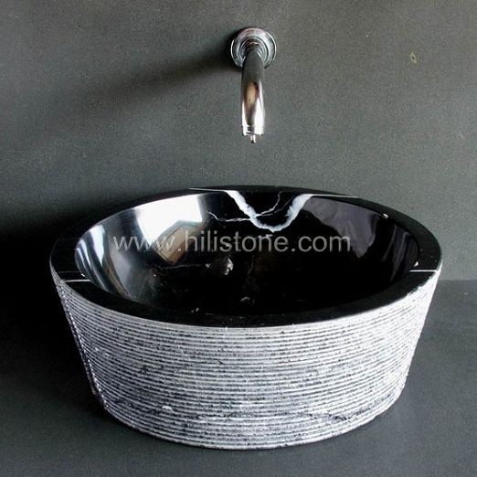 Black Marquina Marble Polished Stone Sink