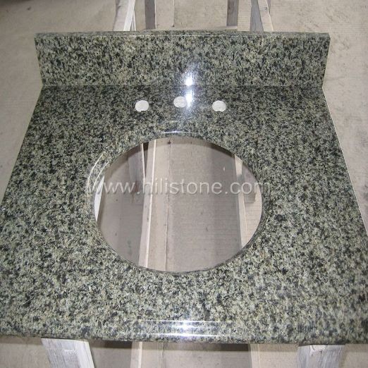 China Green Granite Vanity Top with Backsplash