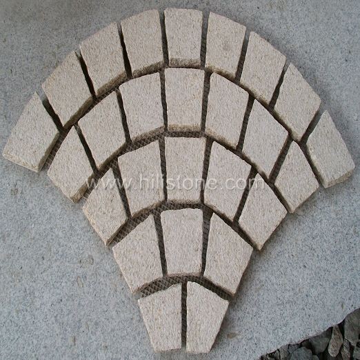 G682 Cobblestone on Mesh-Bush-hammered - Fan Shape