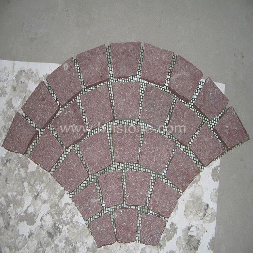 Red Porphyry B on Mesh-Flamed - Fan Shape