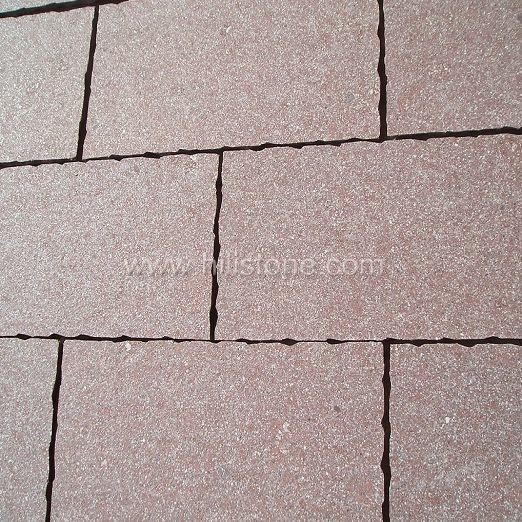 Red Porphyry Flamed Paving Stone - natural edges