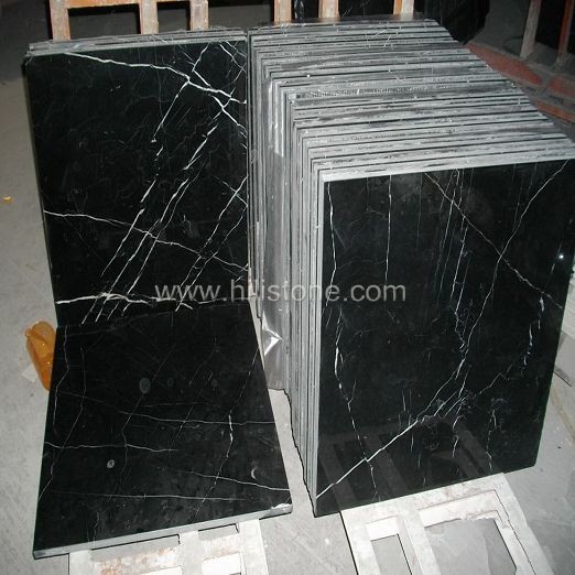 Black Maquina Marble Polished Tiles
