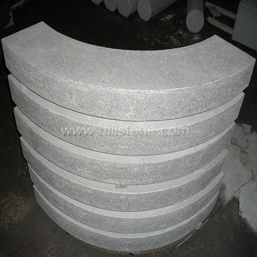 G654 Blue Black Flamed Curved Stone Block Step