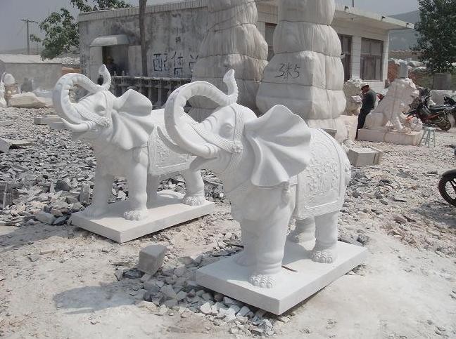 White Elephant Carving Statue Sculpture