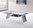 glass top wooden leg coffee table set