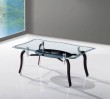 glass top wooden leg coffee table set