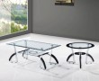 glass top wooden leg coffee table set