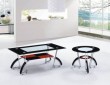 glass top wooden leg coffee table set