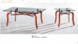 glass top wooden leg coffee table set
