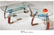 glass top wooden leg coffee table set