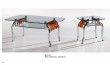 glass top wooden leg coffee table set