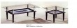 glass top wooden leg coffee table set