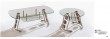 glass top wooden leg coffee table set