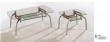 glass top wooden leg coffee table set