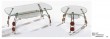 glass top wooden leg coffee table set