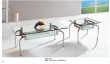 glass top wooden leg coffee table set