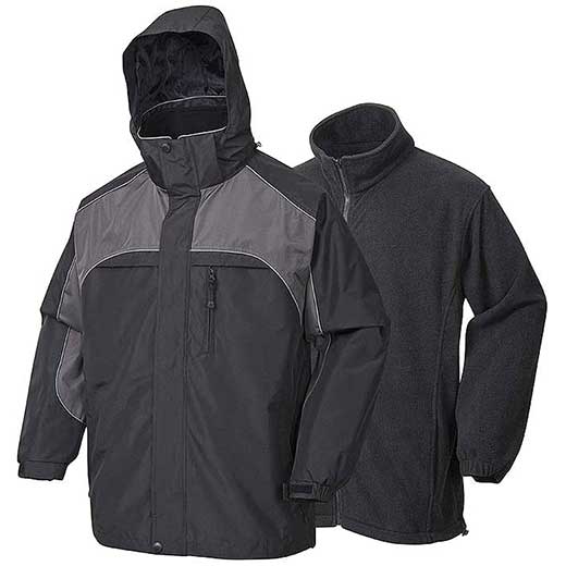Mens Waterproof Outdoor Hooded 3 in 1 Jacket