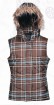 Grid Style Printed Fur Hooded Womens Vest