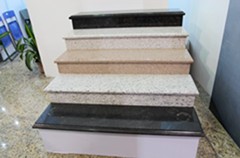 Beige and Black Granite Stairs