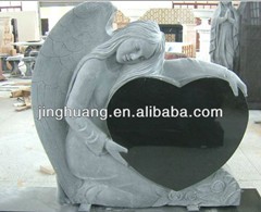 Angel and Heart Granite Tombstone