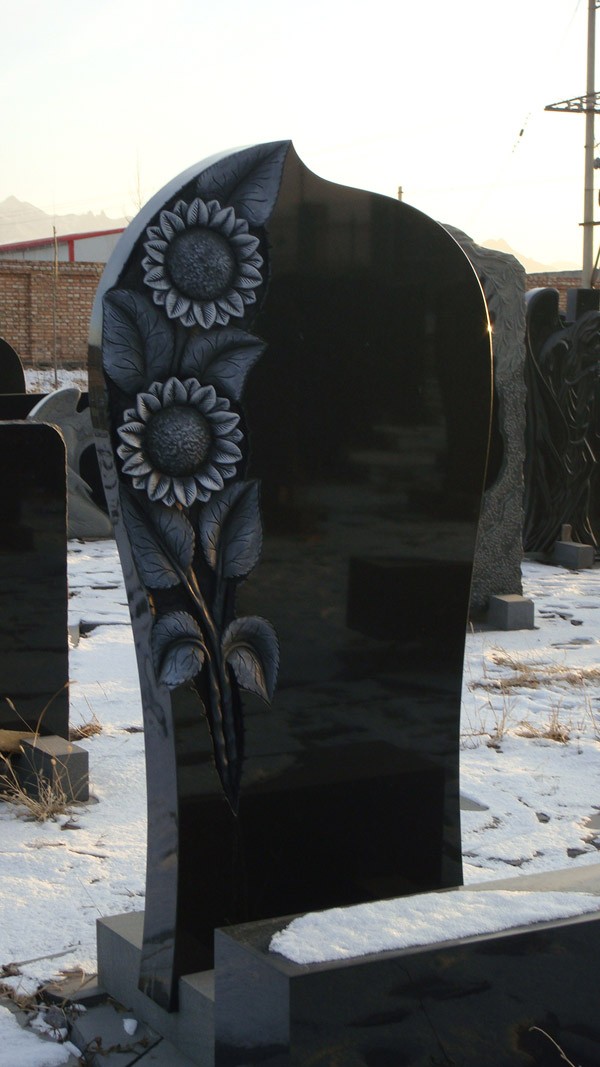Black Headstone Sunflower Headstone