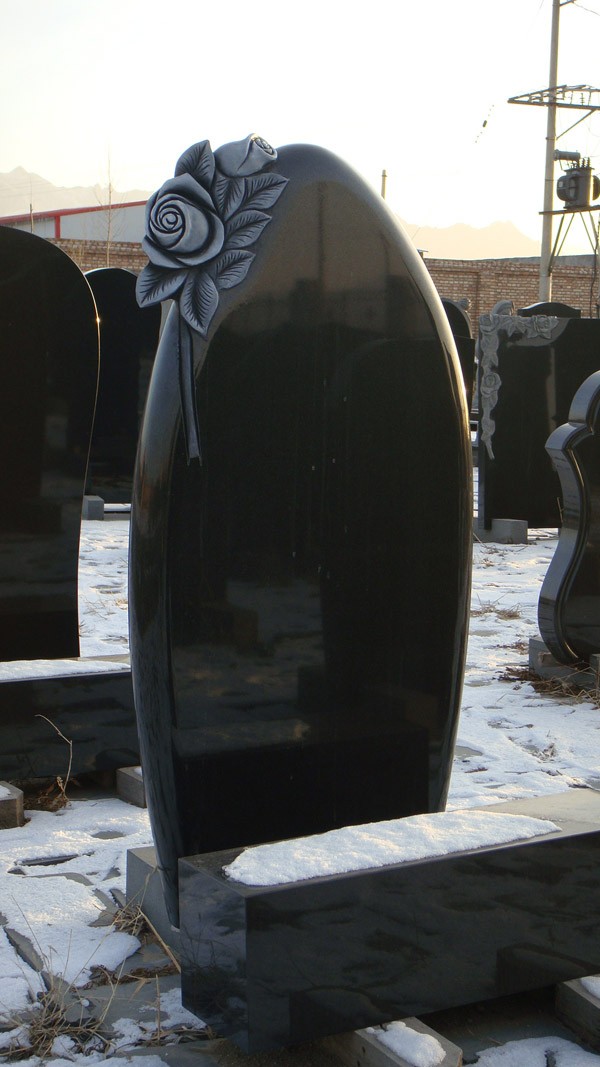Black Tombstone with Rose